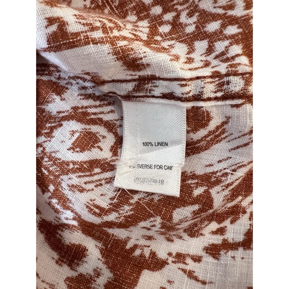 GARNET HILL (8)100% Linen-Button Up Shirt-Rusty White-Abstract-Resortwear-Luxury - Picture 9 of 12